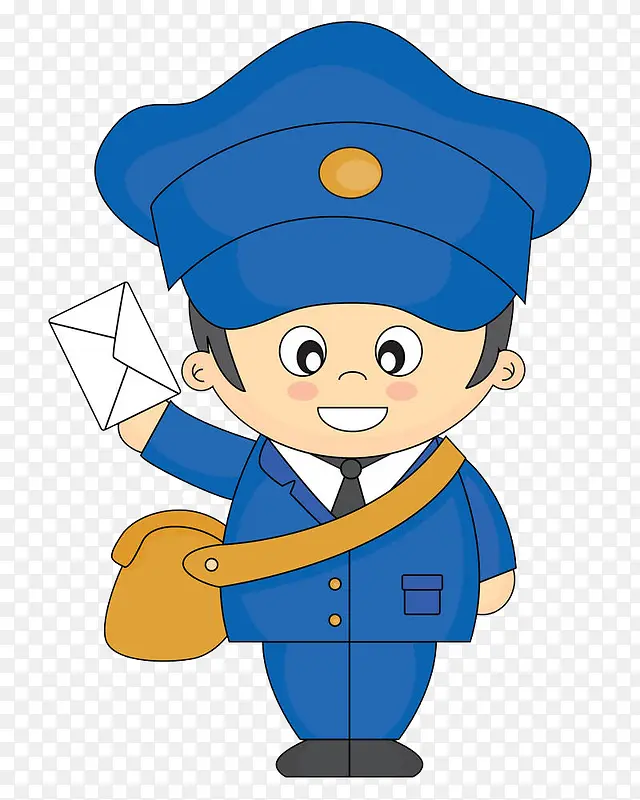 卡通戴蓝色帽子的邮递员