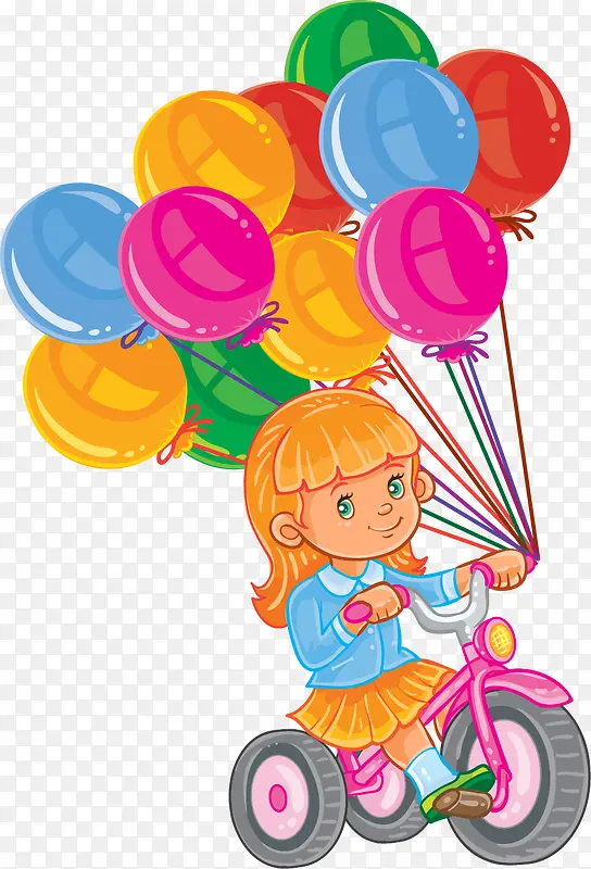 彩色气球小女孩