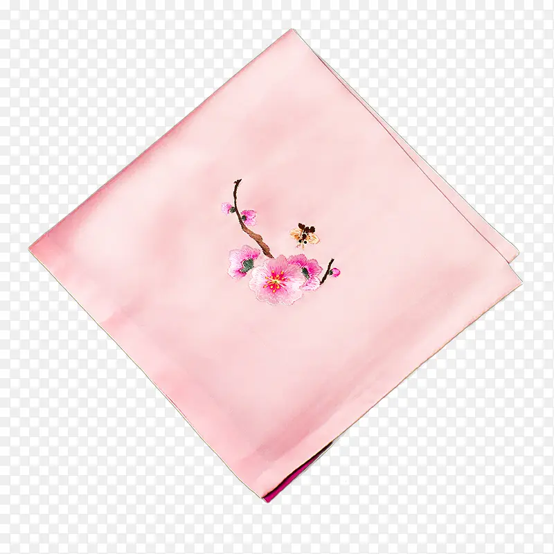 粉色刺绣樱花手绢
