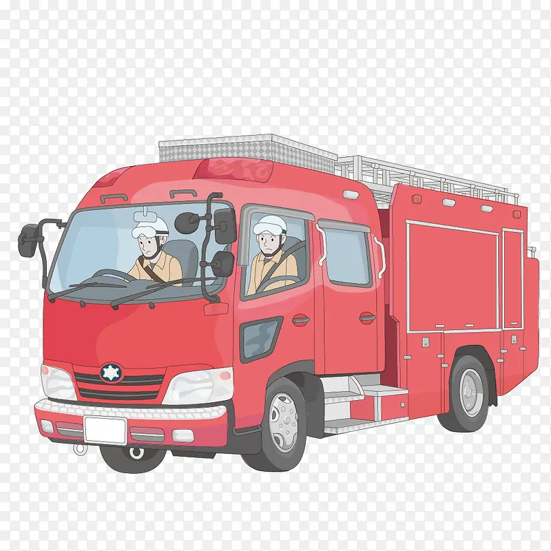 红色手绘的消防车
