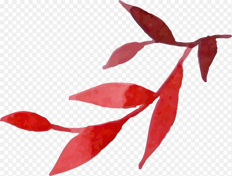 手绘红色树叶图案