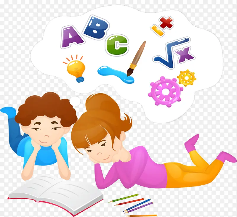 一起做功课的孩子PNG图片素材下载_图片编号7739417-PNG素材网