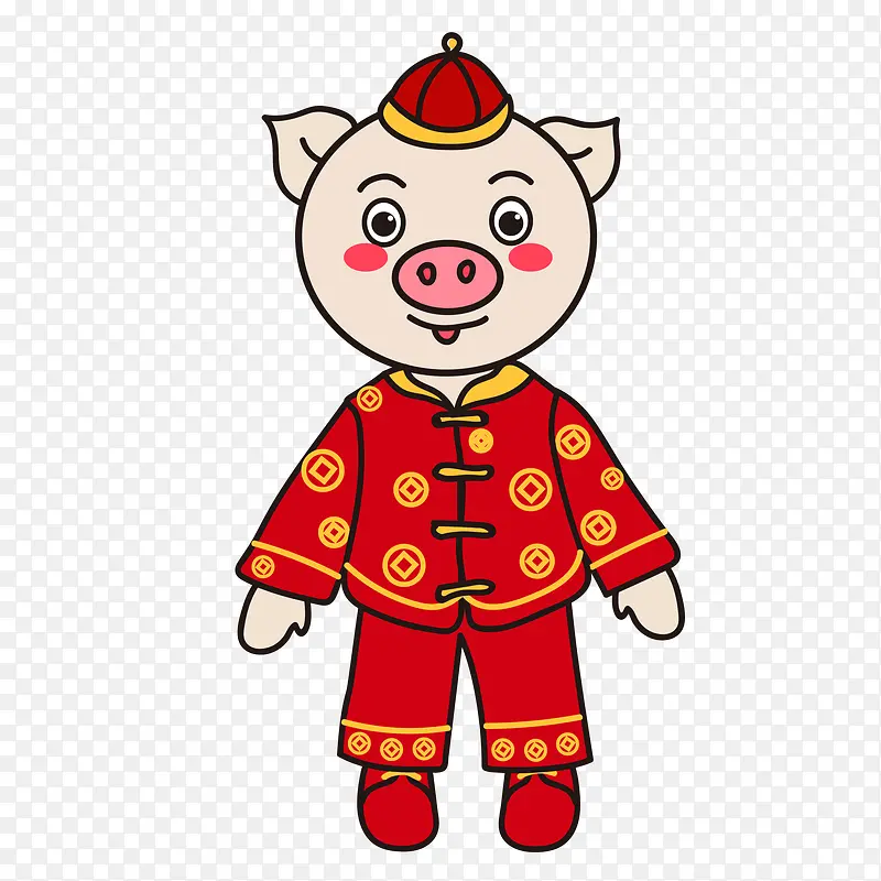 2019卡通手绘猪年春节快乐