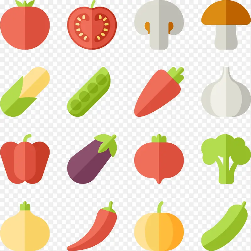 创意手绘水果蔬菜图标集合