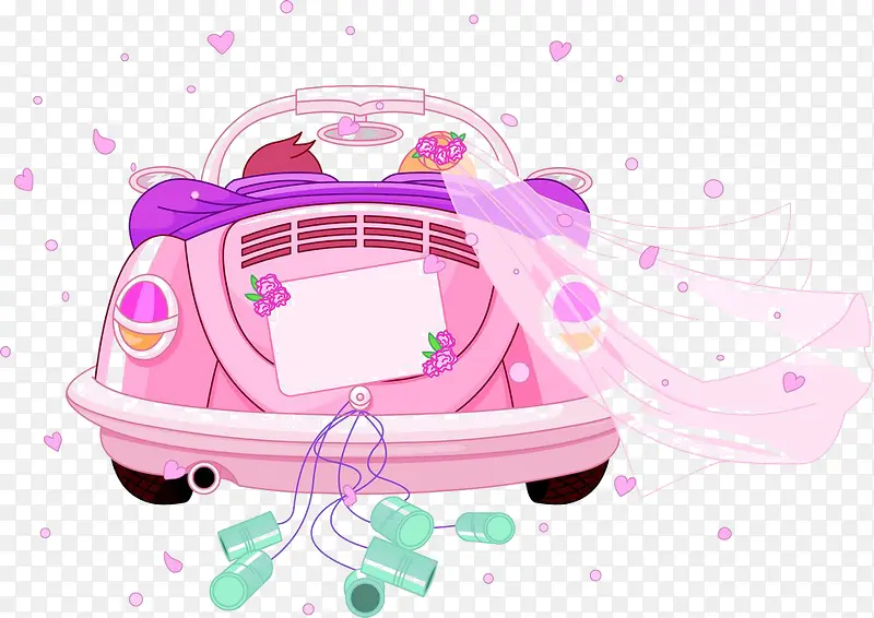 粉色卡通婚车
