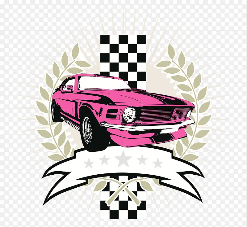 粉色赛车图案