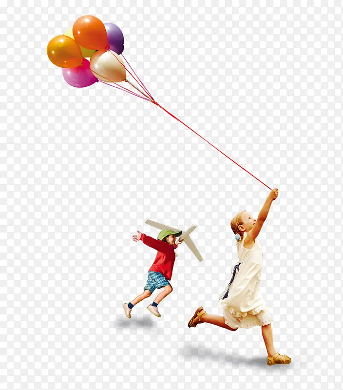 卡通可爱小人玩气球飞机