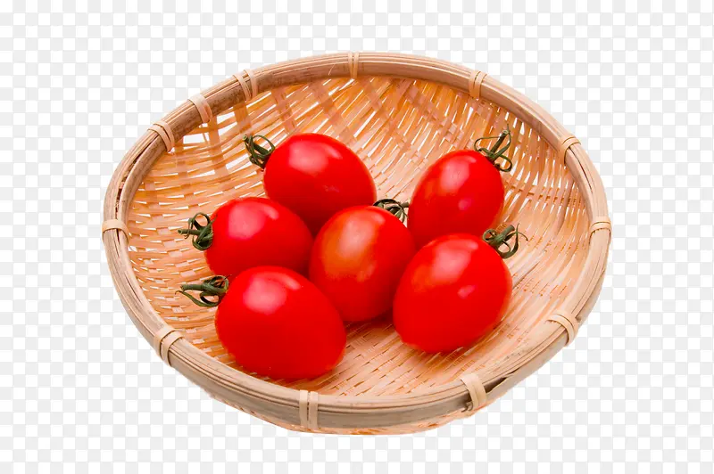 竹筐里的小西红柿