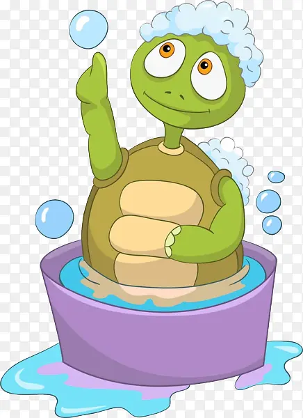 洗澡玩泡泡的小乌龟
