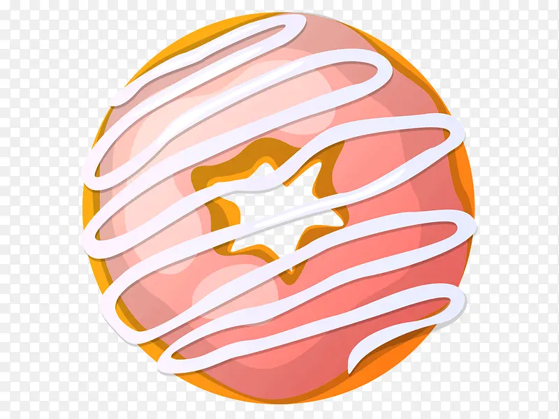 粉色美味手绘白色奶油甜甜圈矢量