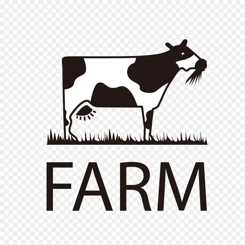 矢量卡通扁平化农场奶牛logo