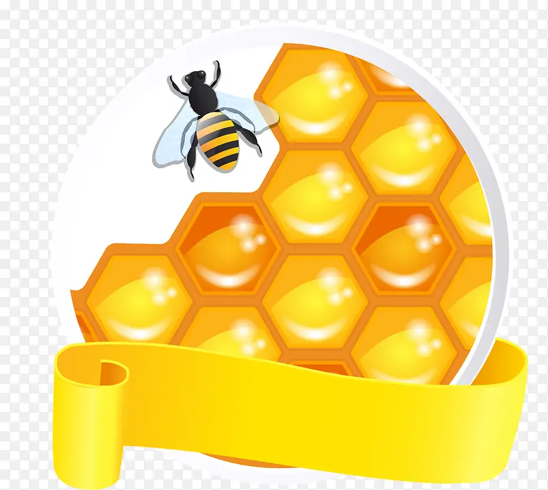 手绘黄色蜂窝蜜蜂