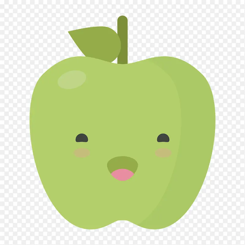 绿色圆弧微笑的苹果
