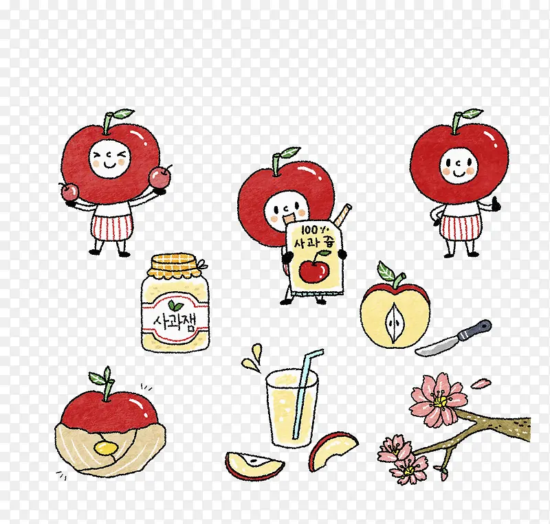 水果苹果创意童趣插画
