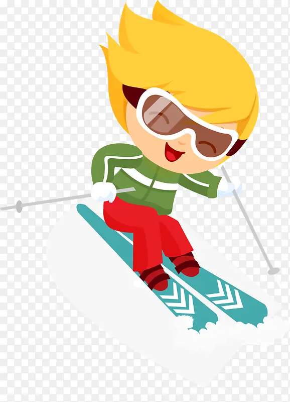 冬季滑雪的小男孩