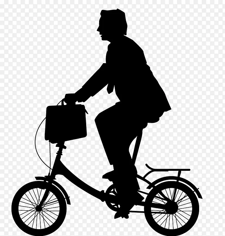上班男人骑自行车剪影