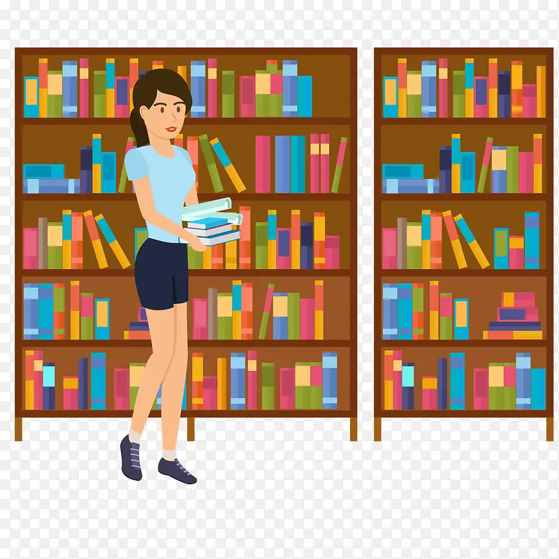 大学生在图书馆矢量插画PNG图片素材下载_图片编号7749413-PNG素材网