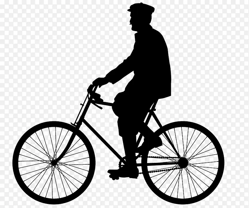 老人骑自行车剪影