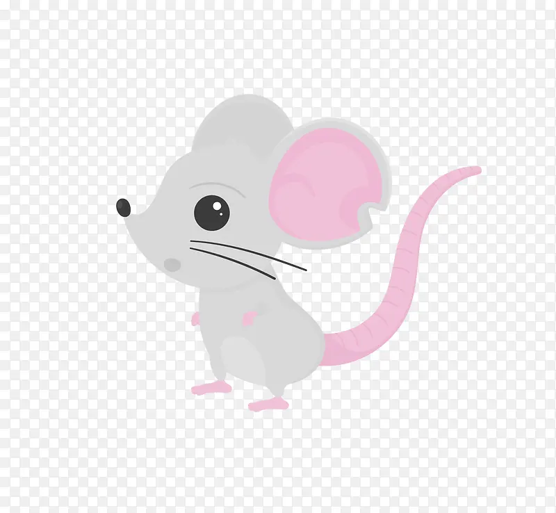 手绘卡通粉色小老鼠