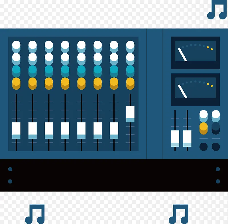 矢量扁平音乐调音设备调音台元素