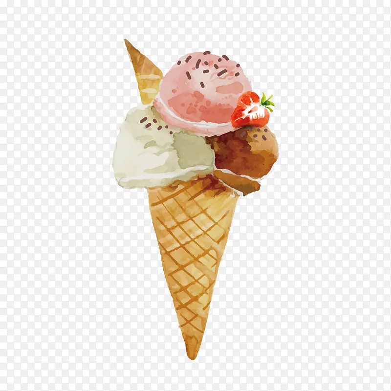 卡通手绘水果冰淇淋