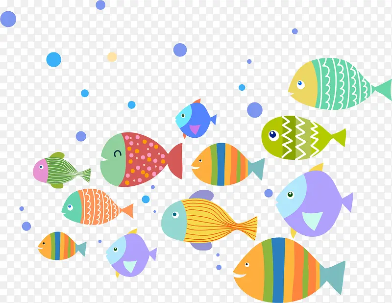 手绘清新鱼群装饰插画PNG图片素材下载_图片编号7751282-PNG素材网