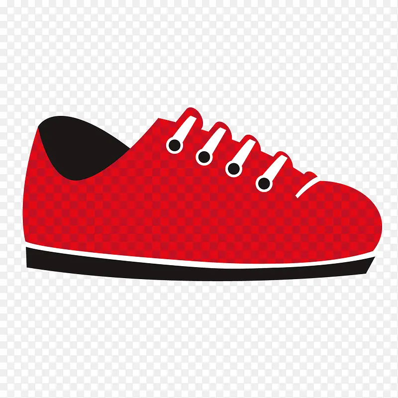 红色圆弧扁平化鞋子元素