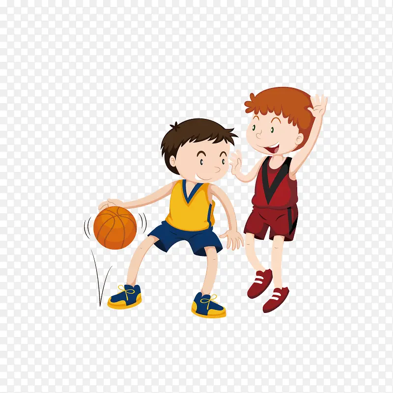 手绘卡通装饰打篮球的男孩子海报