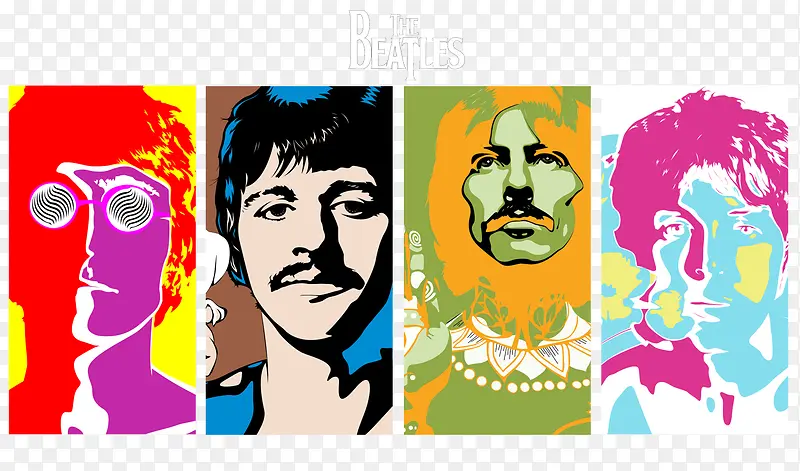 披头士乐队四人肖像个性涂鸦