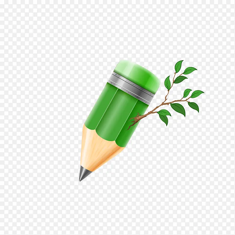矢量绿色树枝铅笔