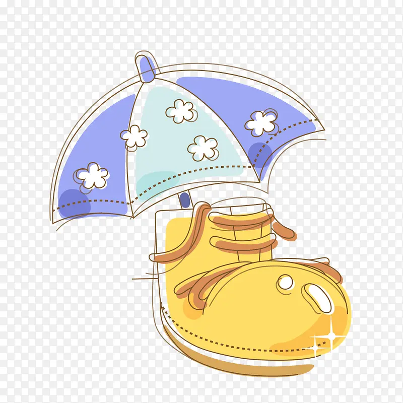手绘雨伞和雨鞋