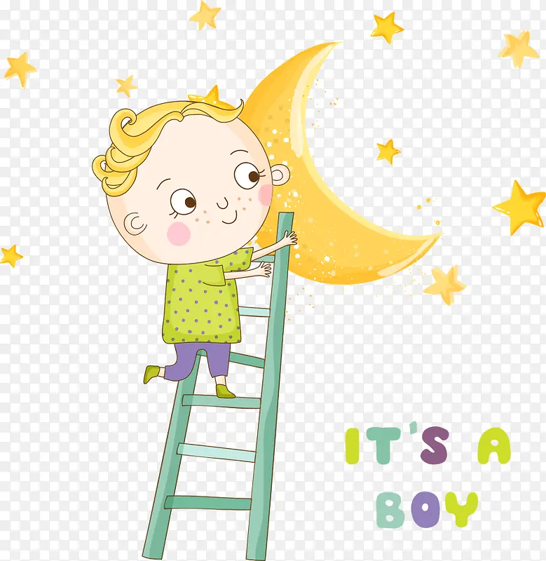 矢量梯子上的男孩