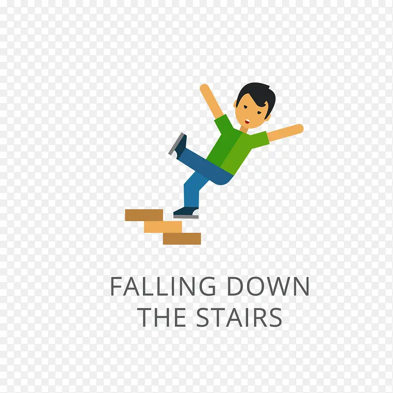 走楼梯摔倒的人免抠素材