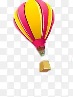 粉色卡通条纹热气球漂浮