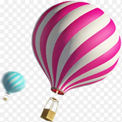 粉色可爱卡通条纹热气球