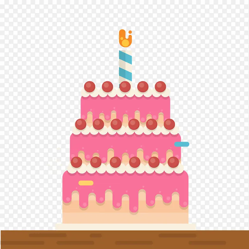 粉色生日蛋糕矢量图