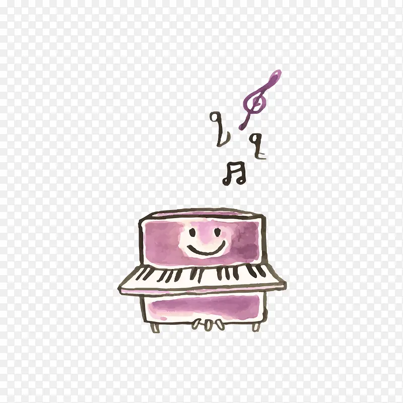 紫色的卡通钢琴
