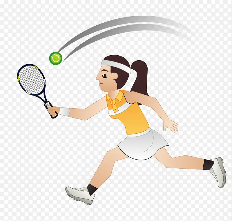 打网球的女孩卡通图