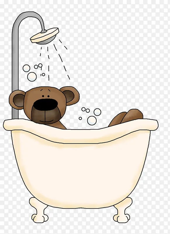 洗澡的小熊