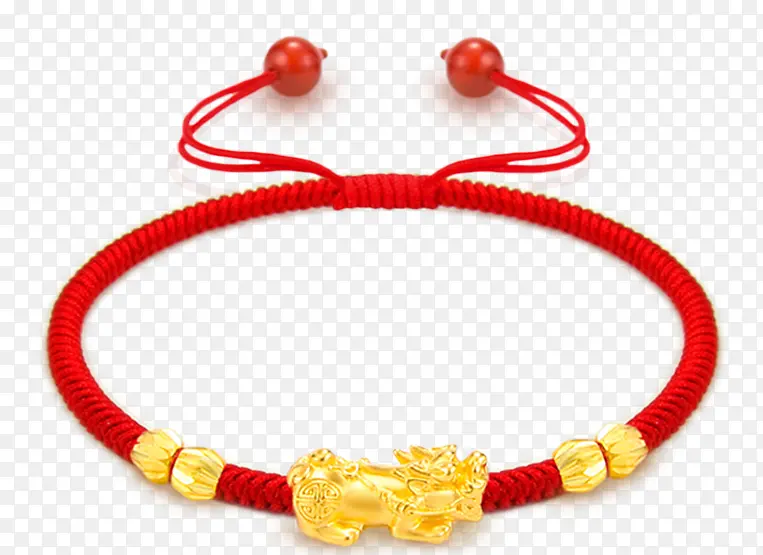 草莓晶貔貅红绳手链