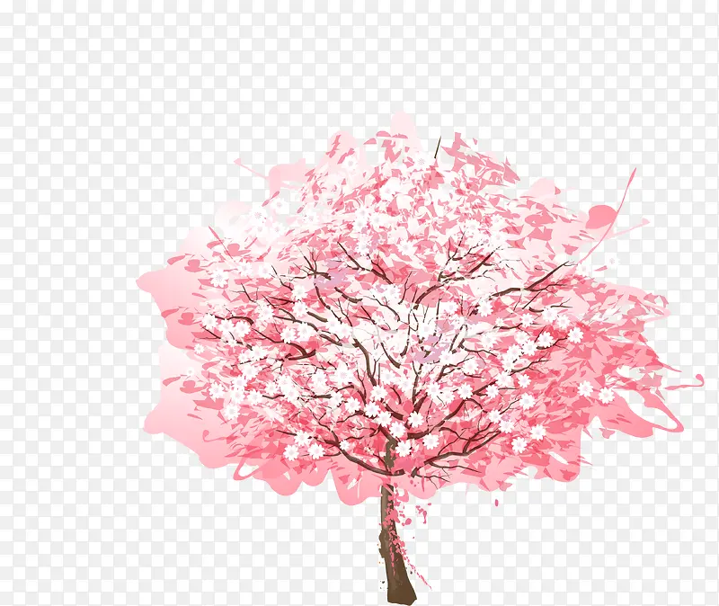 粉红色花树装饰图案