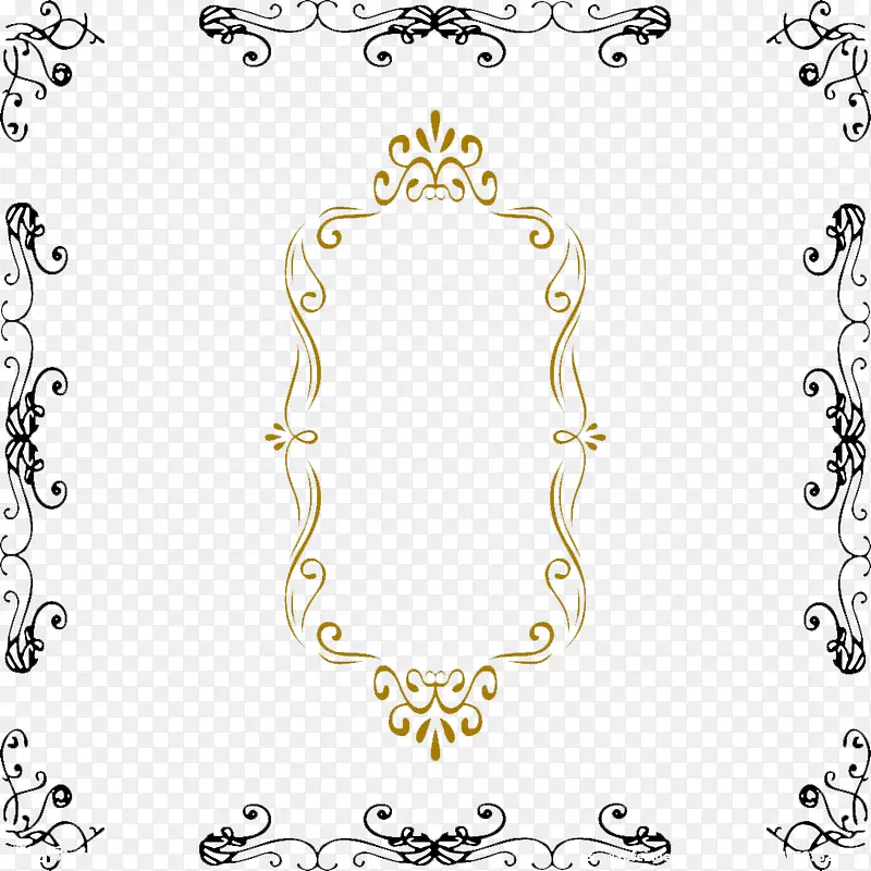 欧式镜子花纹边框元素图案