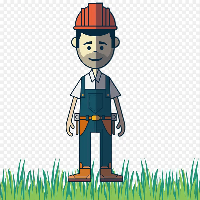 卡通手绘人物建筑工人矢量素材
