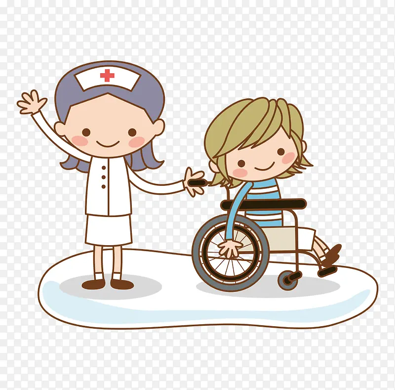 坐轮椅的卡通男生