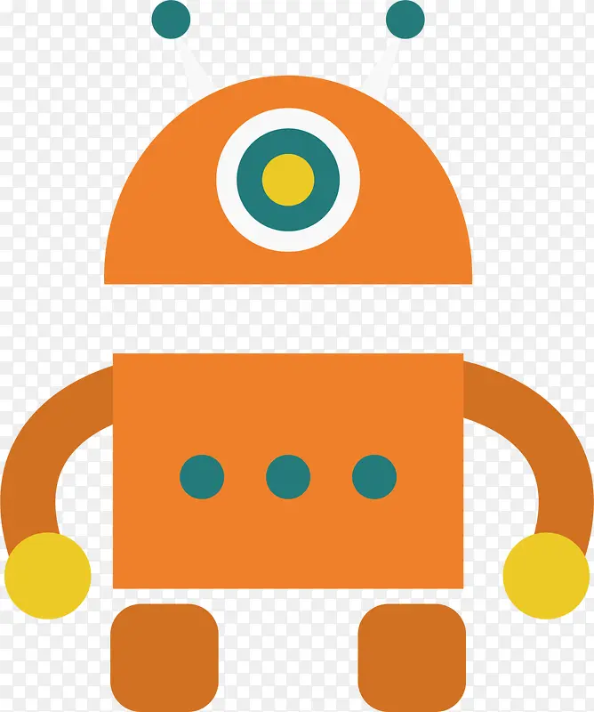橙色扁平玩具机器人