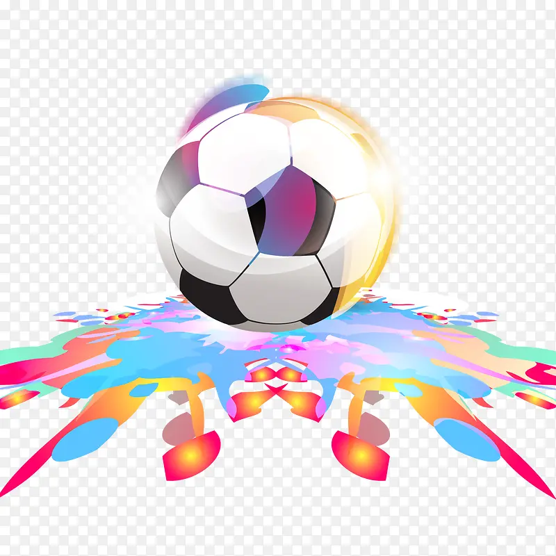 手绘创意足球和喷溅颜料
