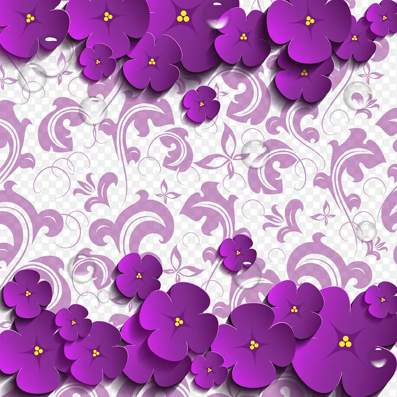 紫色浪漫花卉矢量图
