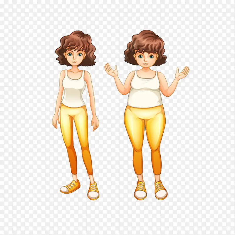 女孩子胖瘦对比PNG图片素材下载_图片编号7762384-PNG素材网