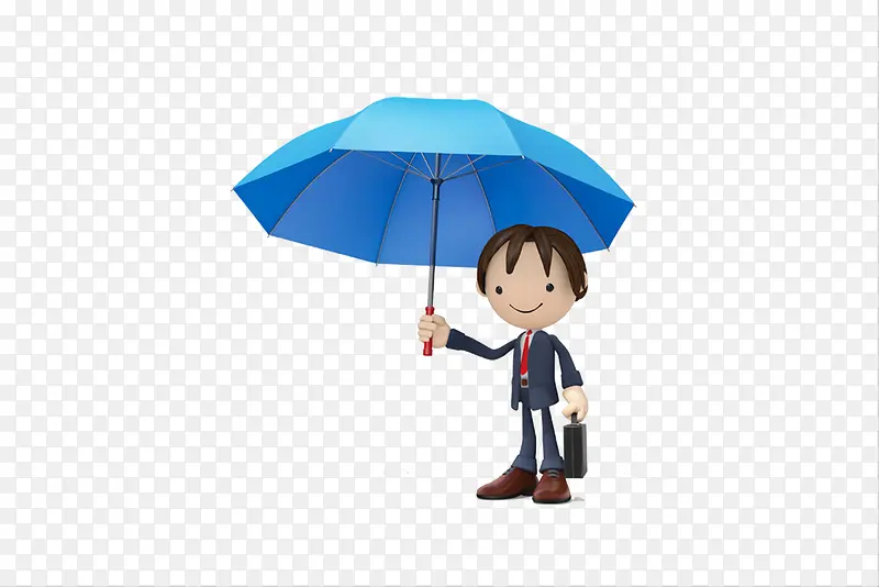 举起雨伞的商务小人