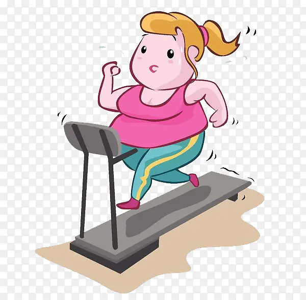 在跑步机上减肥的女孩